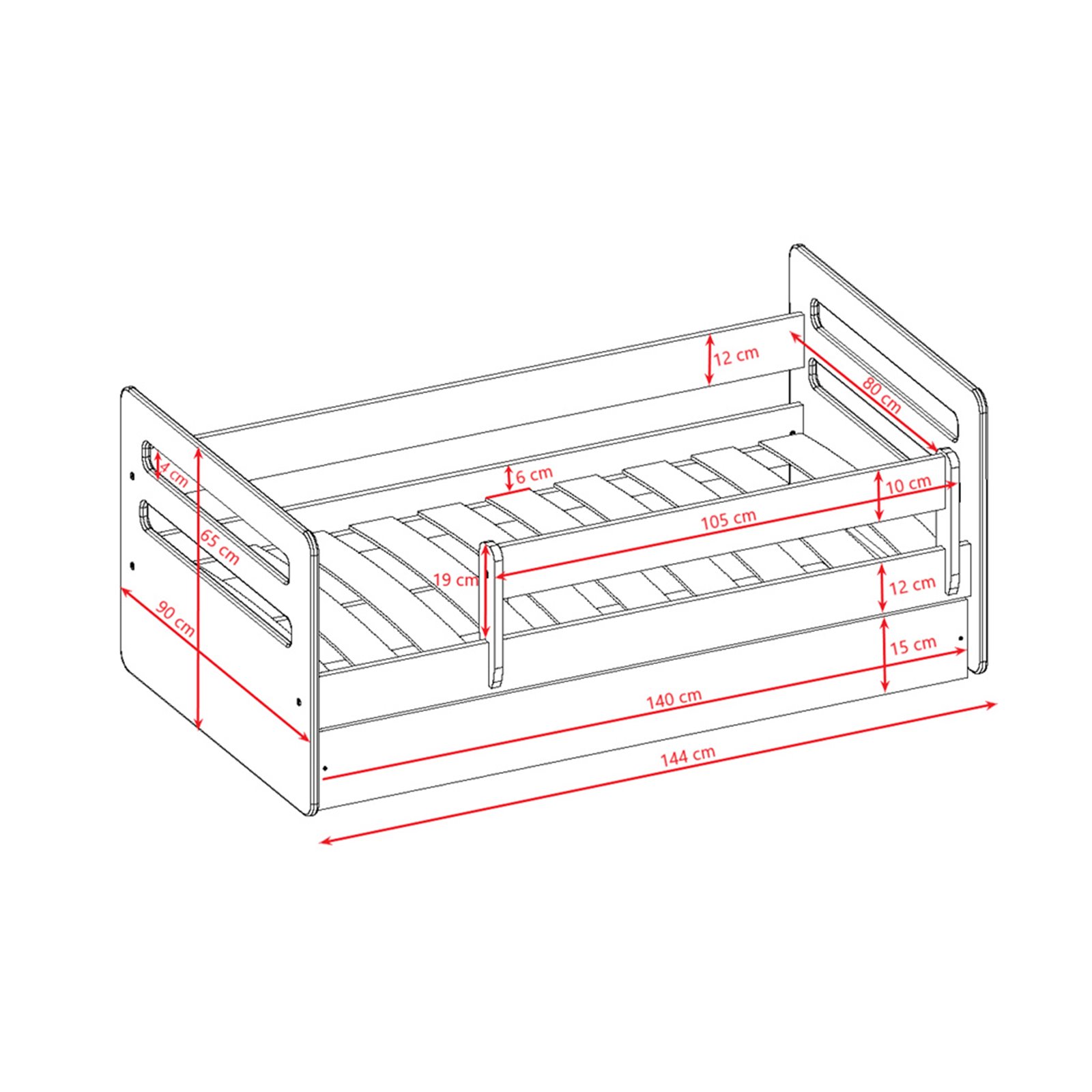 Łóżko dziecięce Tomi Z szufladą 140/80, Zielony, Materac pianka lateks kokos 140/80/10 - materac średniej twardości (+429zł)