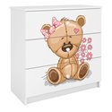 Komoda Babydreams - Miś z kwiatkami Biały