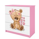 Komoda Babydreams - Miś z kwiatkami Różowy