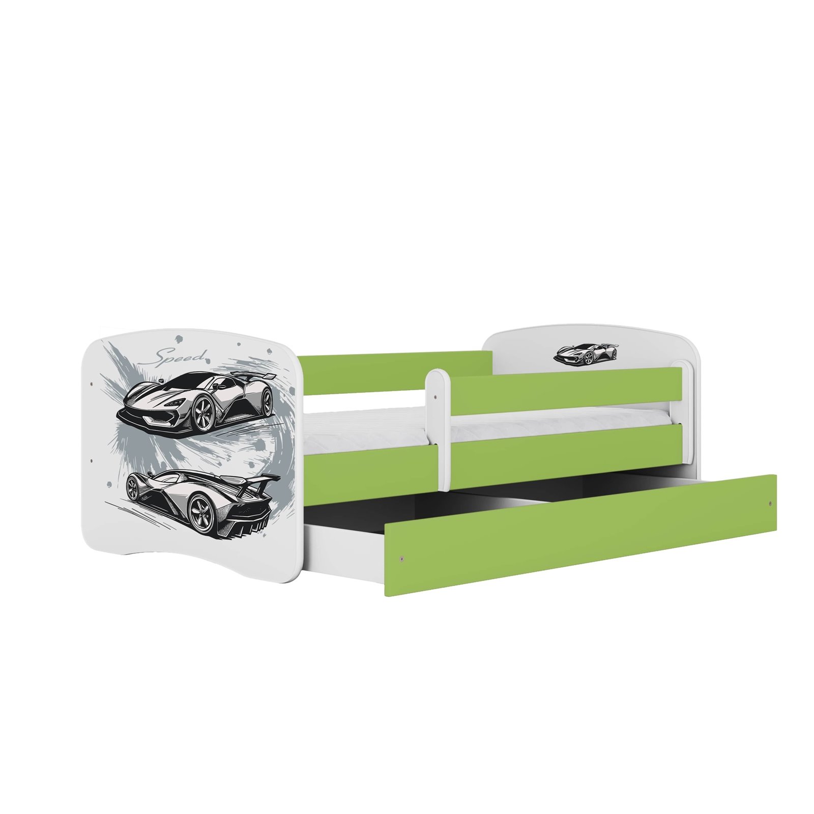 Łóżko dziecięce Babydreams - Auto Z szufladą 160/80, Zielony, bez materaca