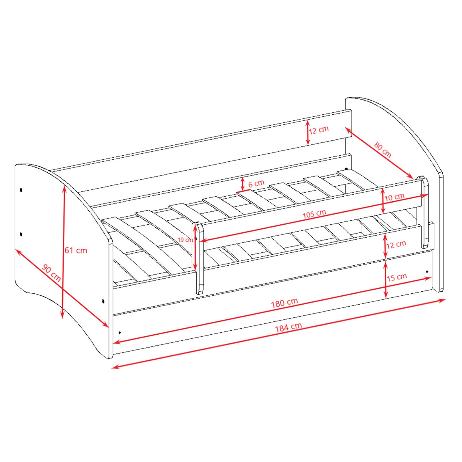 Łóżko dziecięce Babydreams - Auto Z szufladą 180/80, Różowy, Materac pianka kokos 180/80/9 - materac średniej twardości (+349zł)