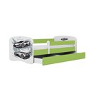 Łóżko dziecięce Babydreams - Auto Z szufladą 140/70, Zielony, Materac pianka lateks kokos 140/70/10 - materac średniej twardości