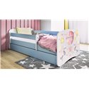 Łóżko dziecięce Babydreams - Balonik Z szufladą 180/80, Niebieski, Materac pianka lateks kokos 180/80/10 - materac średniej twar