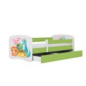 Łóżko dziecięce Babydreams - Dino Z szufladą 140/70, Zielony, Materac piankowy 140/70/8 - materac średniej twardości (+80zł)