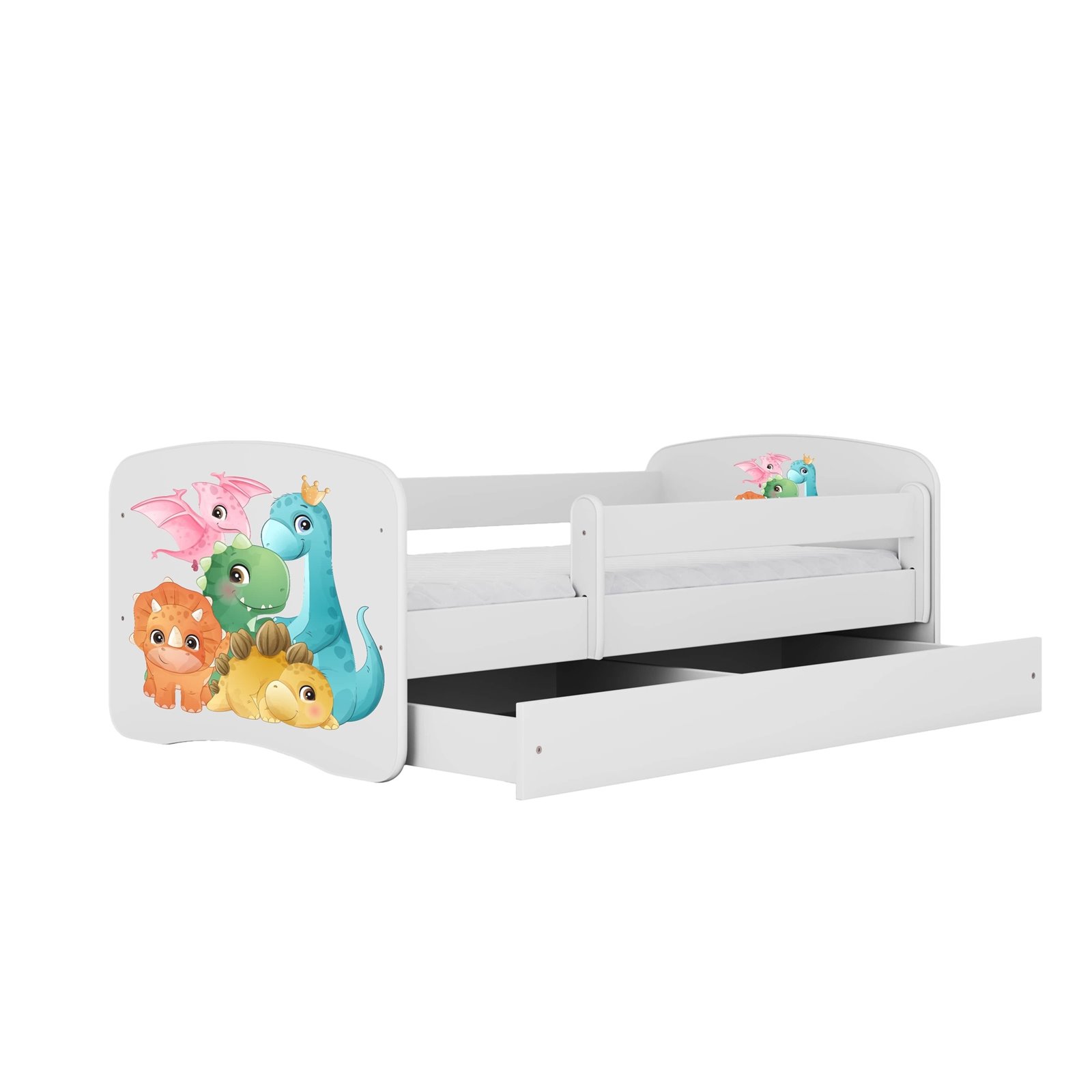 Łóżko dziecięce Babydreams - Dino Bez szuflady 140/70, Biały, Materac pianka kokos 140/70/9 - materac średniej twardości (+279zł