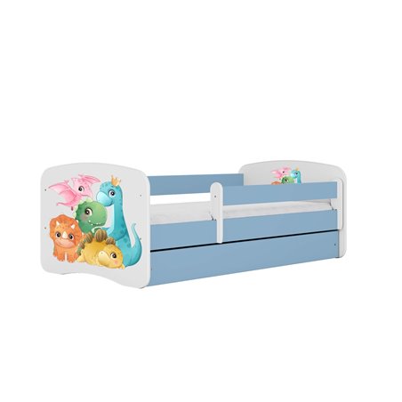 Łóżko dziecięce Babydreams - Dino Z szufladą 160/80, Niebieski, Materac pianka lateks 160/80/9 - materac średniej twardości (+44
