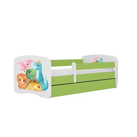 Łóżko dziecięce Babydreams - Dino Z szufladą 180/80, Zielony, bez materaca