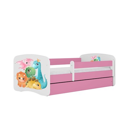 Łóżko dziecięce Babydreams - Dino Bez szuflady 180/80, Różowy, Materac pianka lateks kokos 180/80/10 - materac średniej twardośc