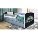 Łóżko dziecięce Babydreams - Wyścig Z szufladą 160/80, Niebieski, Materac pianka lateks 160/80/9 - materac średniej twardości (+