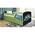 Łóżko dziecięce Babydreams - Wyścig Z szufladą 160/80, Zielony, bez materaca