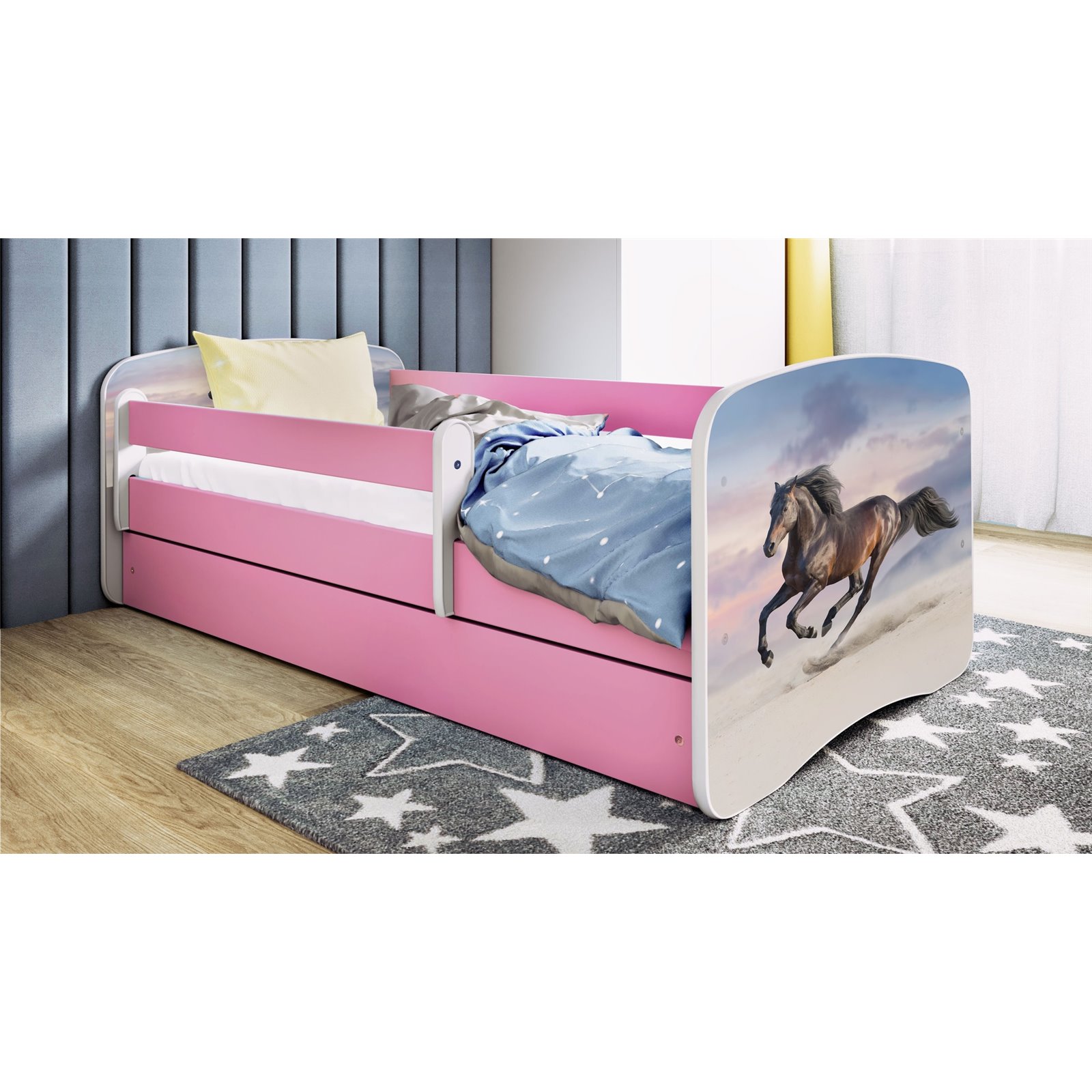 Łóżko dziecięce Babydreams - Koń Bez szuflady 140/70, Różowy, bez materaca