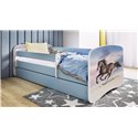 Łóżko dziecięce Babydreams - Koń Z szufladą 180/80, Niebieski, Materac pianka kokos 180/80/9 - materac średniej twardości (+349z