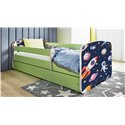 Łóżko dziecięce Babydreams - Kosmos Z szufladą 140/70, Zielony, Materac pianka kokos 140/70/9 - materac średniej twardości (+279