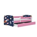Łóżko dziecięce Babydreams - Kosmos Z szufladą 160/80, Różowy, Materac pianka lateks 160/80/9 - materac średniej twardości (+449