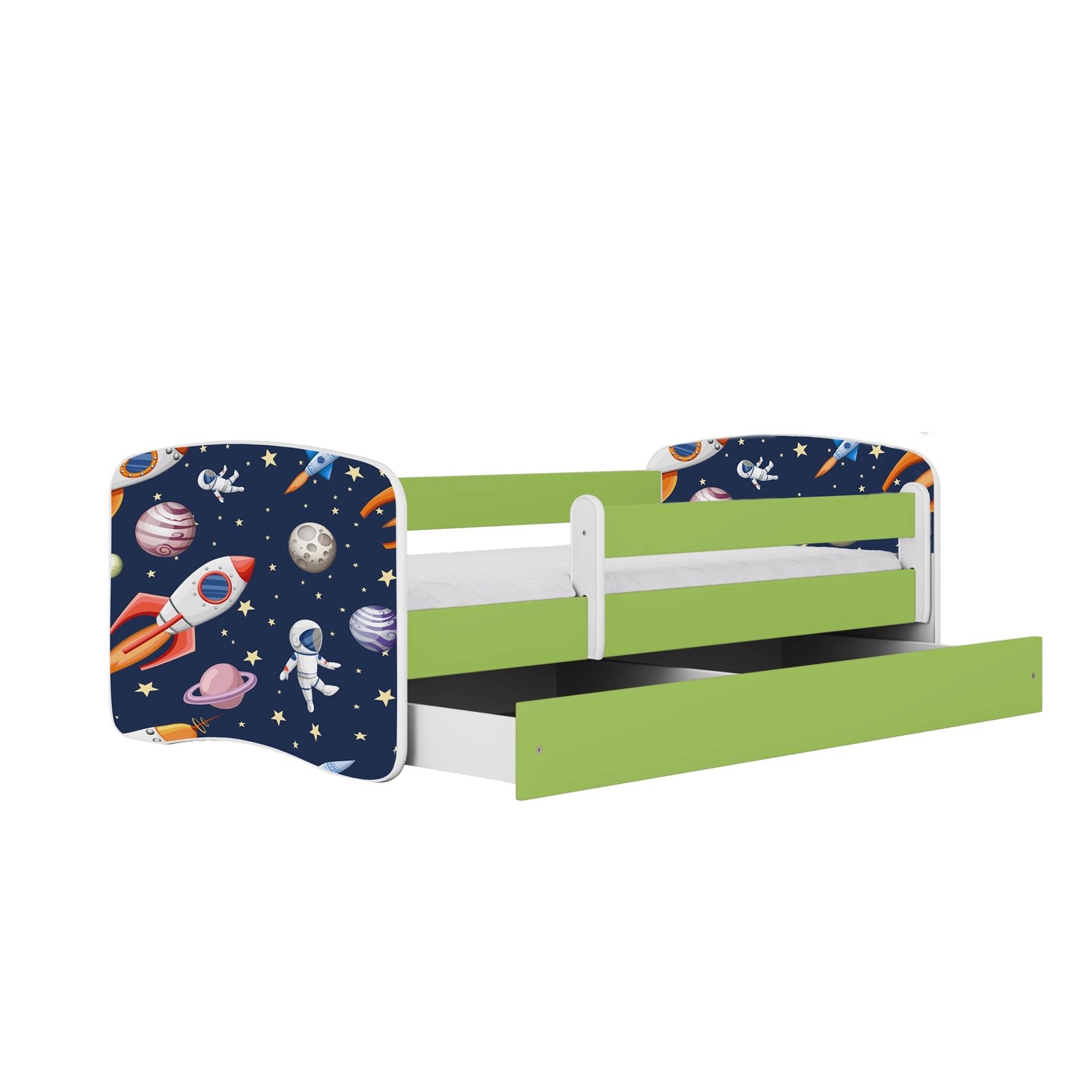 Łóżko dziecięce Babydreams - Kosmos Bez szuflady 160/80, Zielony, bez materaca