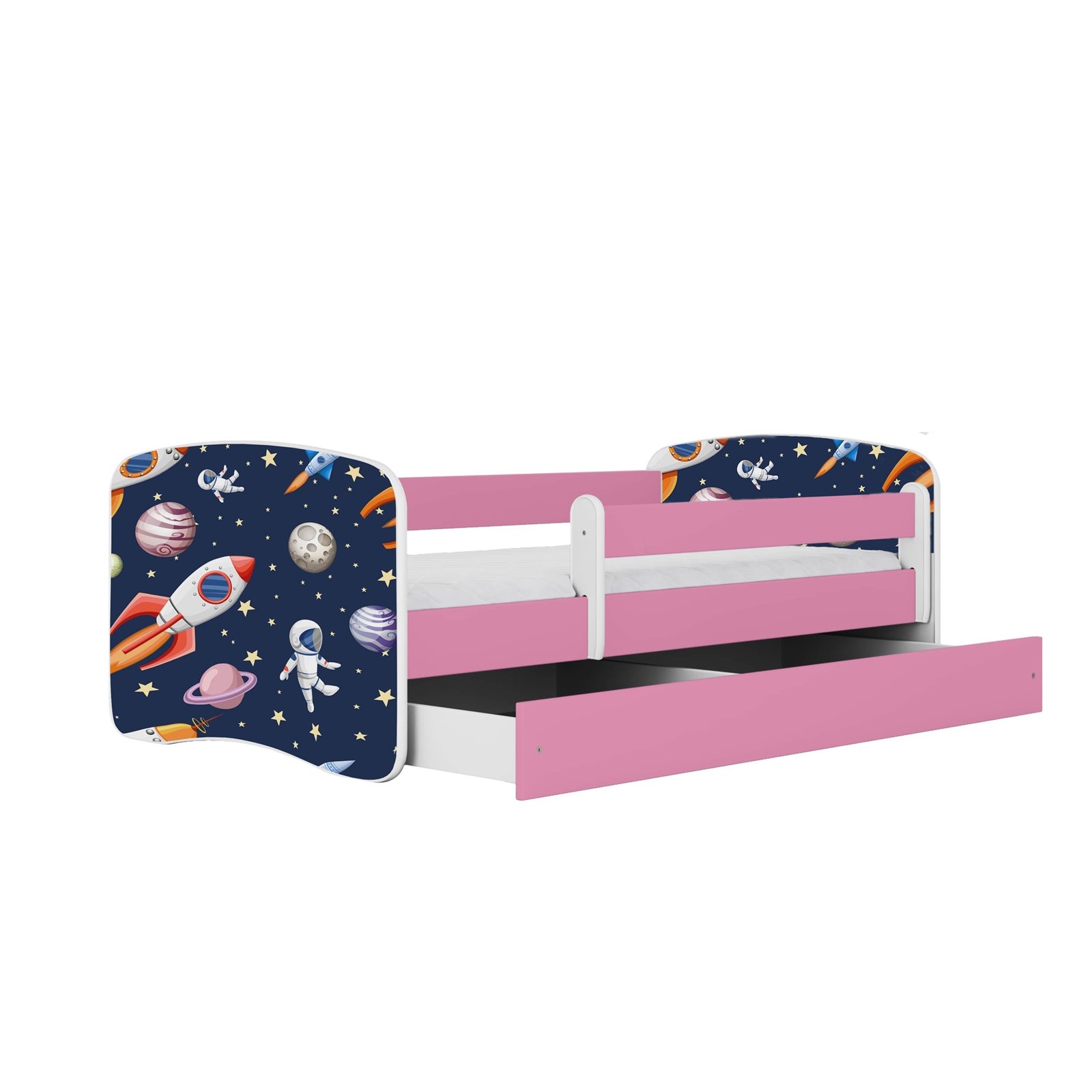 Łóżko dziecięce Babydreams - Kosmos Z szufladą 180/80, Różowy, bez materaca