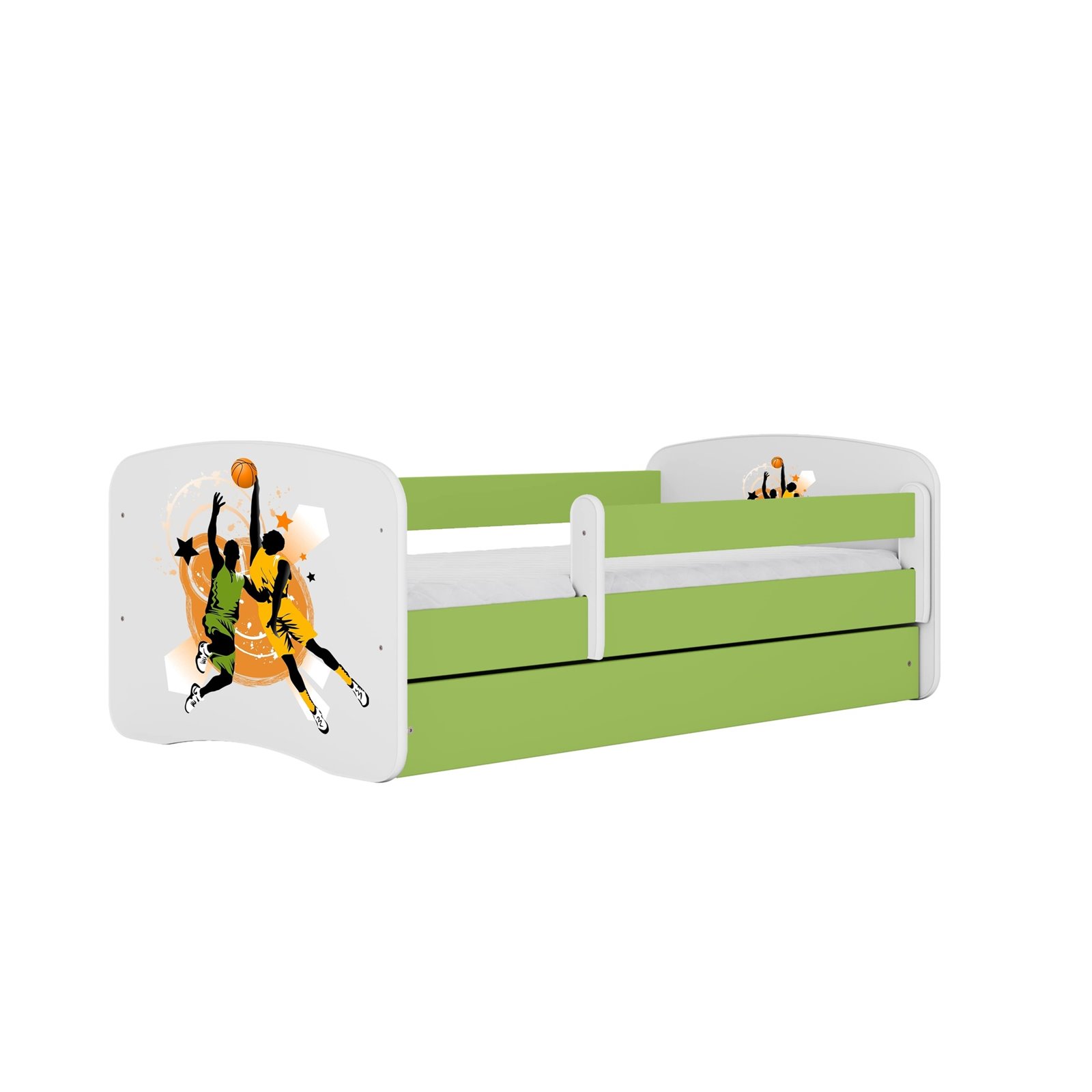 Łóżko dziecięce Babydreams - Koszykarze Z szufladą 160/80, Zielony, bez materaca