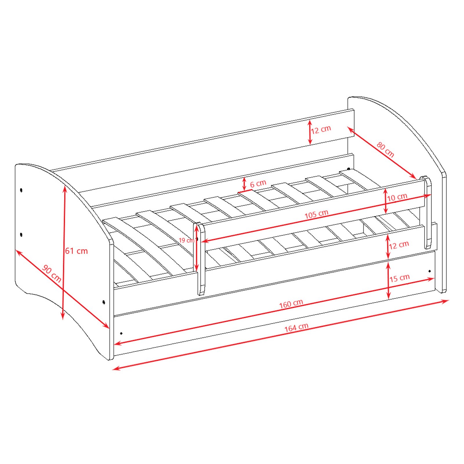 Łóżko dziecięce Babydreams - Koszykarze Z szufladą 180/80, Biały, Materac piankowy 180/80/8 - materac średniej twardości (+120zł