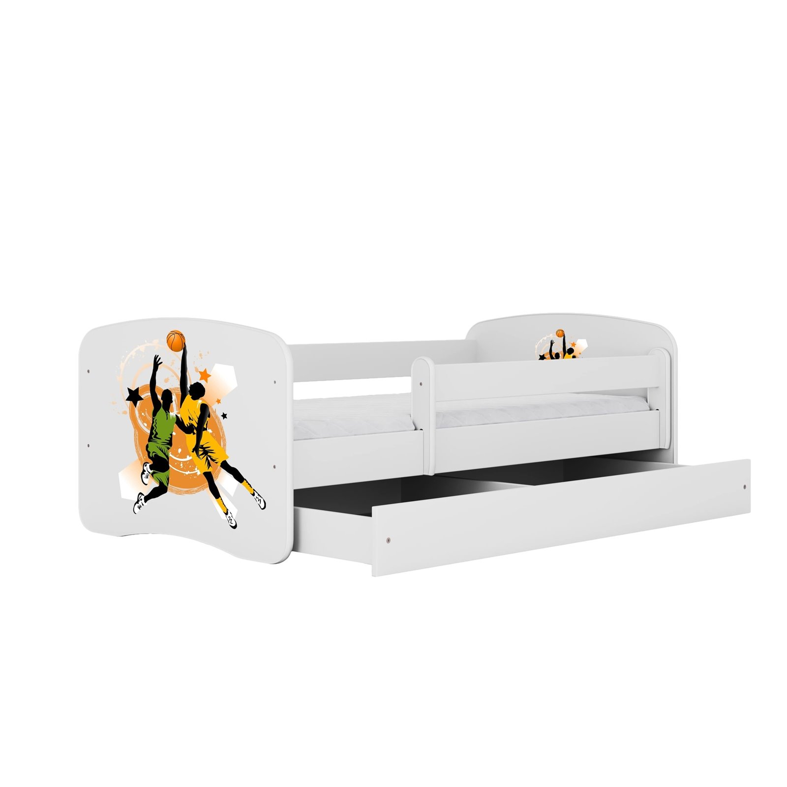 Łóżko dziecięce Babydreams - Koszykarze Bez szuflady 160/80, Biały, Materac pianka lateks kokos 160/80/10 - materac średniej twa