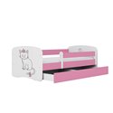 Łóżko dziecięce Babydreams - Kotek Bez szuflady 180/80, Różowy, Materac pianka kokos 180/80/9 - materac średniej twardości (+349