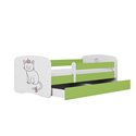 Łóżko dziecięce Babydreams - Kotek Z szufladą 180/80, Zielony, bez materaca
