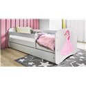 Łóżko dziecięce Babydreams - Księżniczka Z szufladą 180/80, Biały, Materac pianka kokos 180/80/9 - materac średniej twardości (+