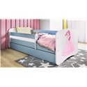 Łóżko dziecięce Babydreams - Księżniczka Bez szuflady 180/80, Niebieski, Materac pianka lateks kokos 180/80/10 - materac średnie