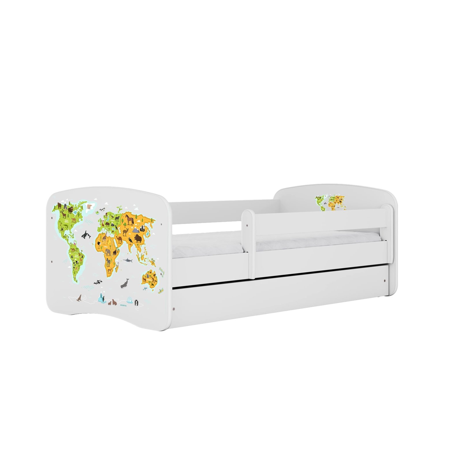 Łóżko dziecięce Babydreams - Mapa Z szufladą 180/80, Biały, bez materaca