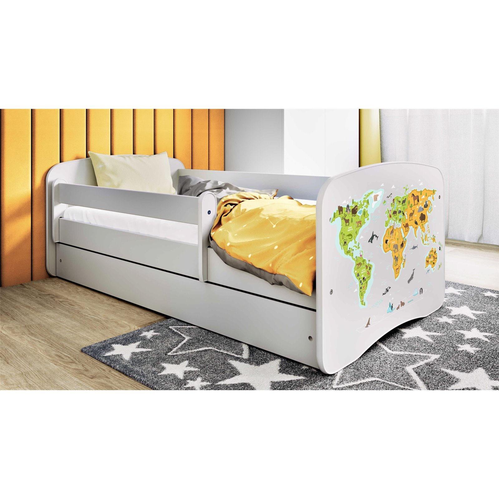 Łóżko dziecięce Babydreams - Mapa Z szufladą 180/80, Biały, bez materaca