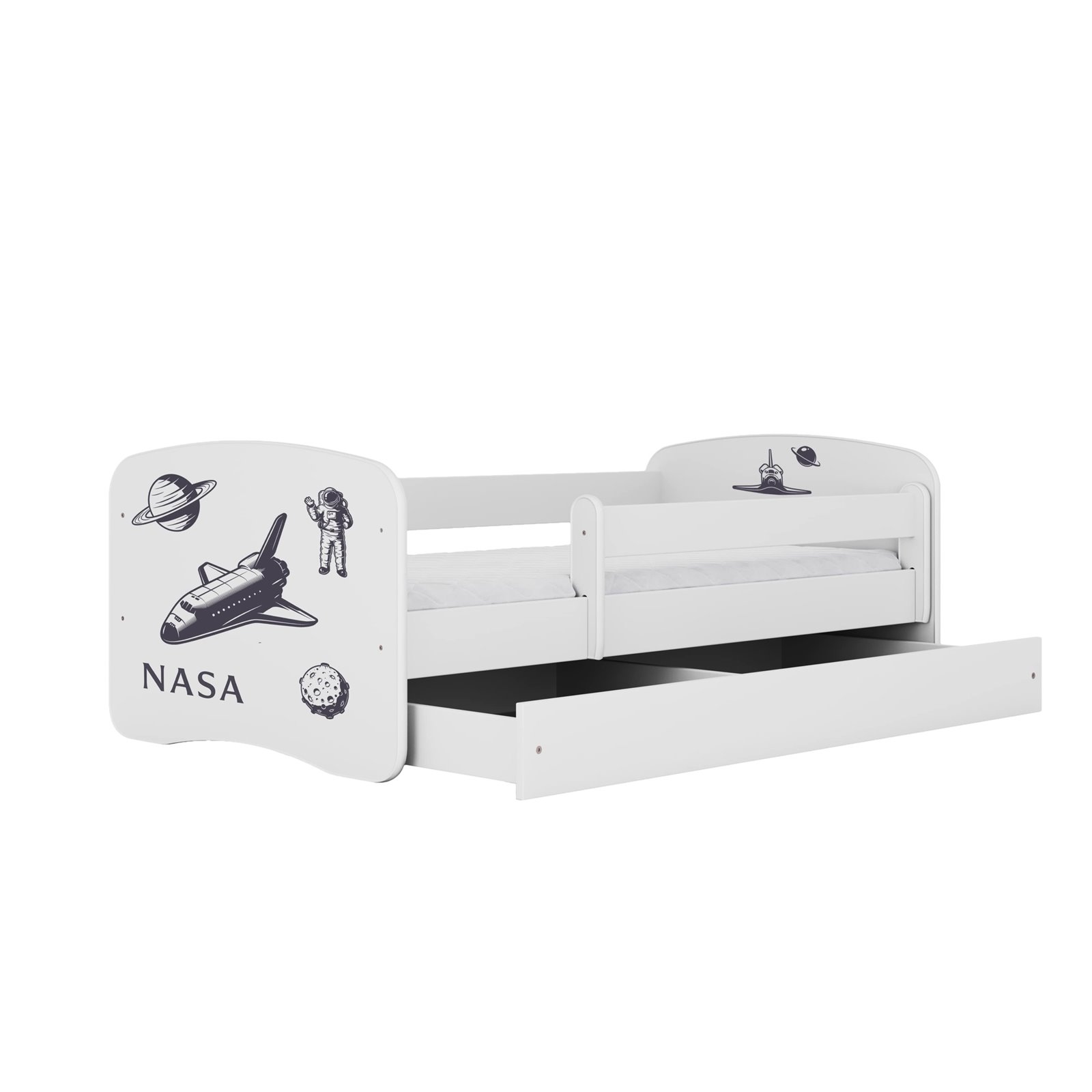 Łóżko dziecięce Babydreams - NASA Bez szuflady 160/80, Biały, Materac pianka kokos 160/80/9 - materac średniej twardości (+299zł