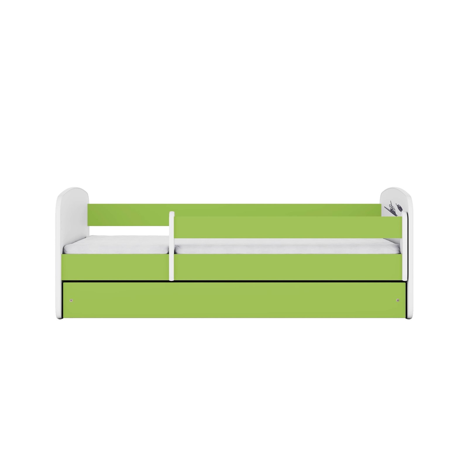 Łóżko dziecięce Babydreams - NASA Bez szuflady 180/80, Zielony, Materac piankowy 180/80/8 - materac średniej twardości (+120zł)