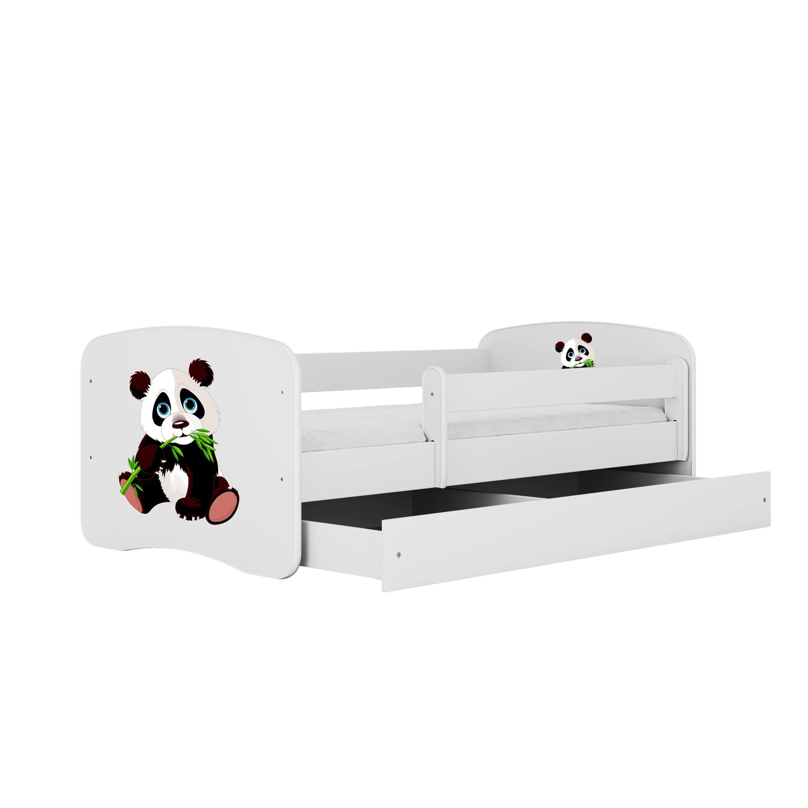 Łóżko dziecięce Babydreams - Panda 2 Z szufladą 160/80, Biały, Materac pianka kokos 160/80/9 - materac średniej twardości (+299z