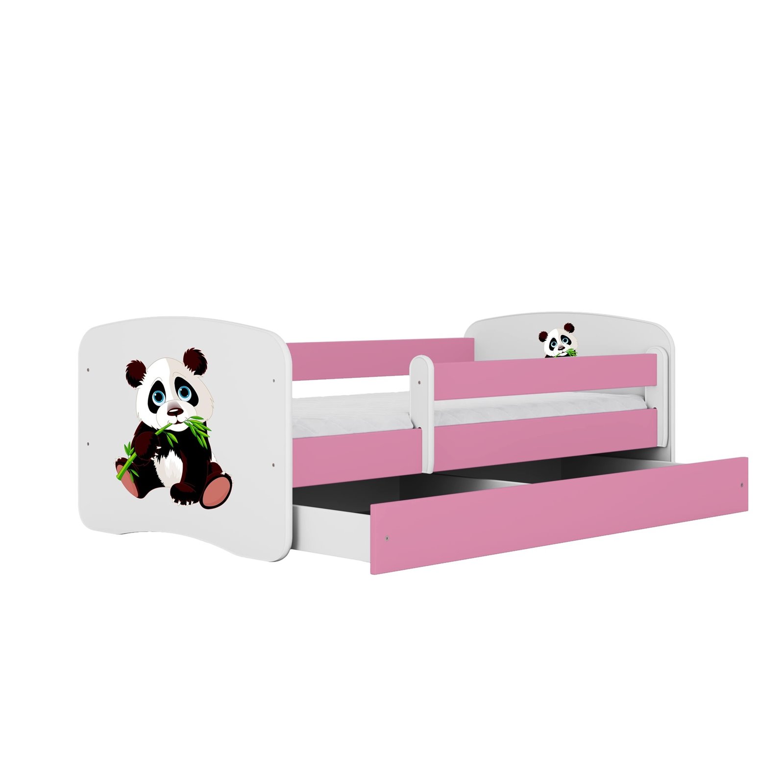 Łóżko dziecięce Babydreams - Panda 2 Bez szuflady 160/80, Różowy, Materac pianka kokos 160/80/9 - materac średniej twardości (+2