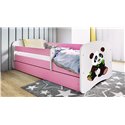 Łóżko dziecięce Babydreams - Panda 2 Z szufladą 180/80, Różowy, Materac piankowy 180/80/8 - materac średniej twardości (+120zł)