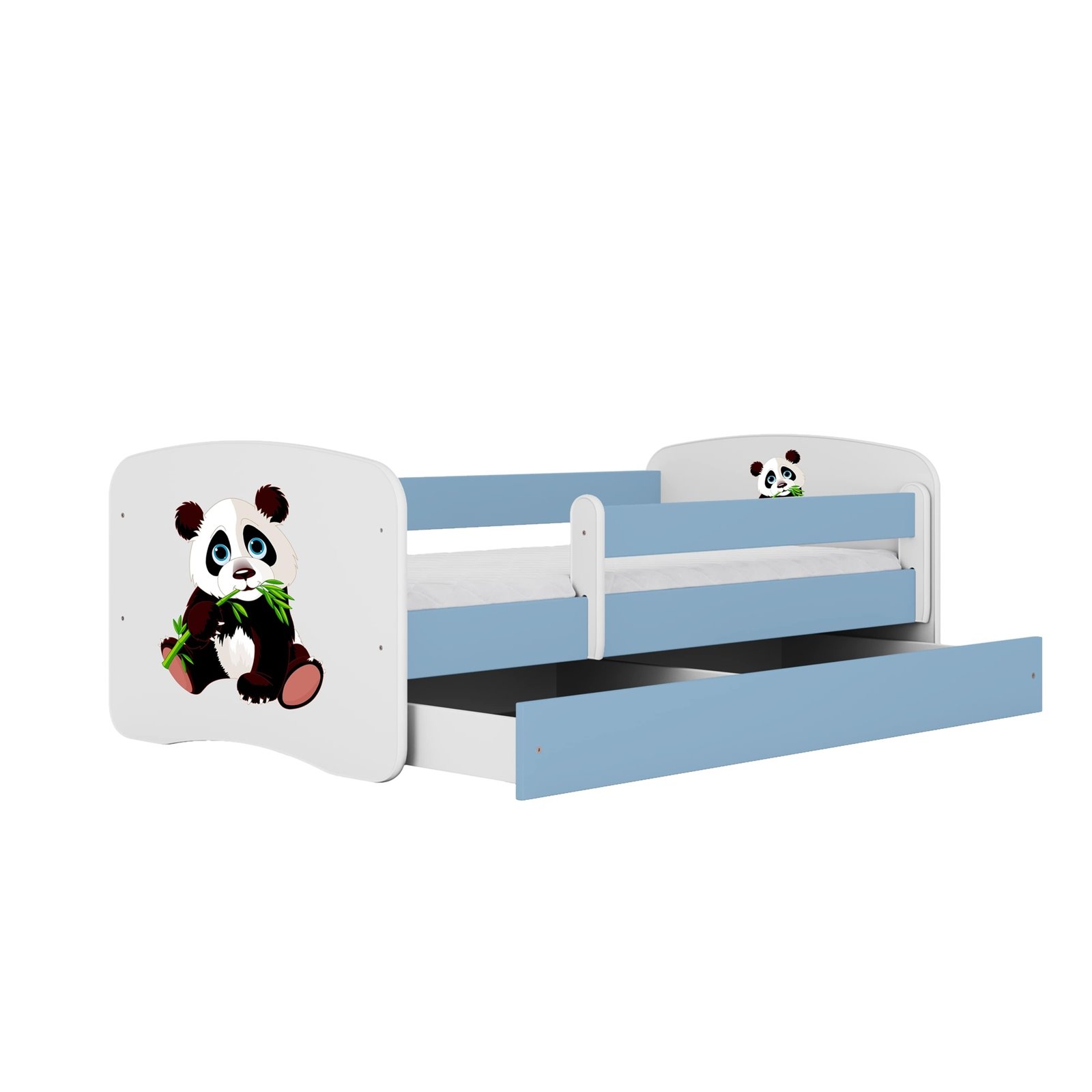 Łóżko dziecięce Babydreams - Panda 2 Bez szuflady 180/80, Niebieski, Materac piankowy 180/80/8 - materac średniej twardości (+12