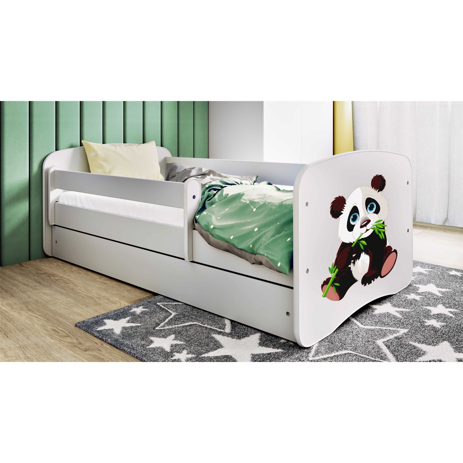 Łóżko dziecięce Babydreams - Panda 2 Z szufladą 180/80, Biały, bez materaca