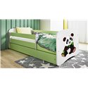 Łóżko dziecięce Babydreams - Panda 2 Z szufladą 180/80, Zielony, bez materaca