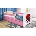 Łóżko dziecięce Babydreams - Spider-man Z szufladą 140/70, Różowy, Materac piankowy 140/70/8 - materac średniej twardości (+80zł