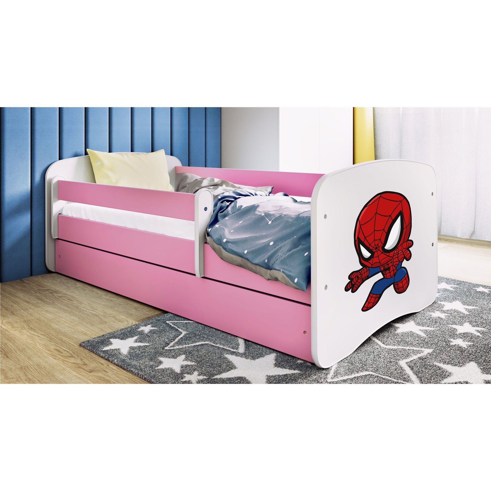 Łóżko dziecięce Babydreams - Spider-man Bez szuflady 160/80, Różowy, Materac piankowy 160/80/8 - materac średniej twardości (+10