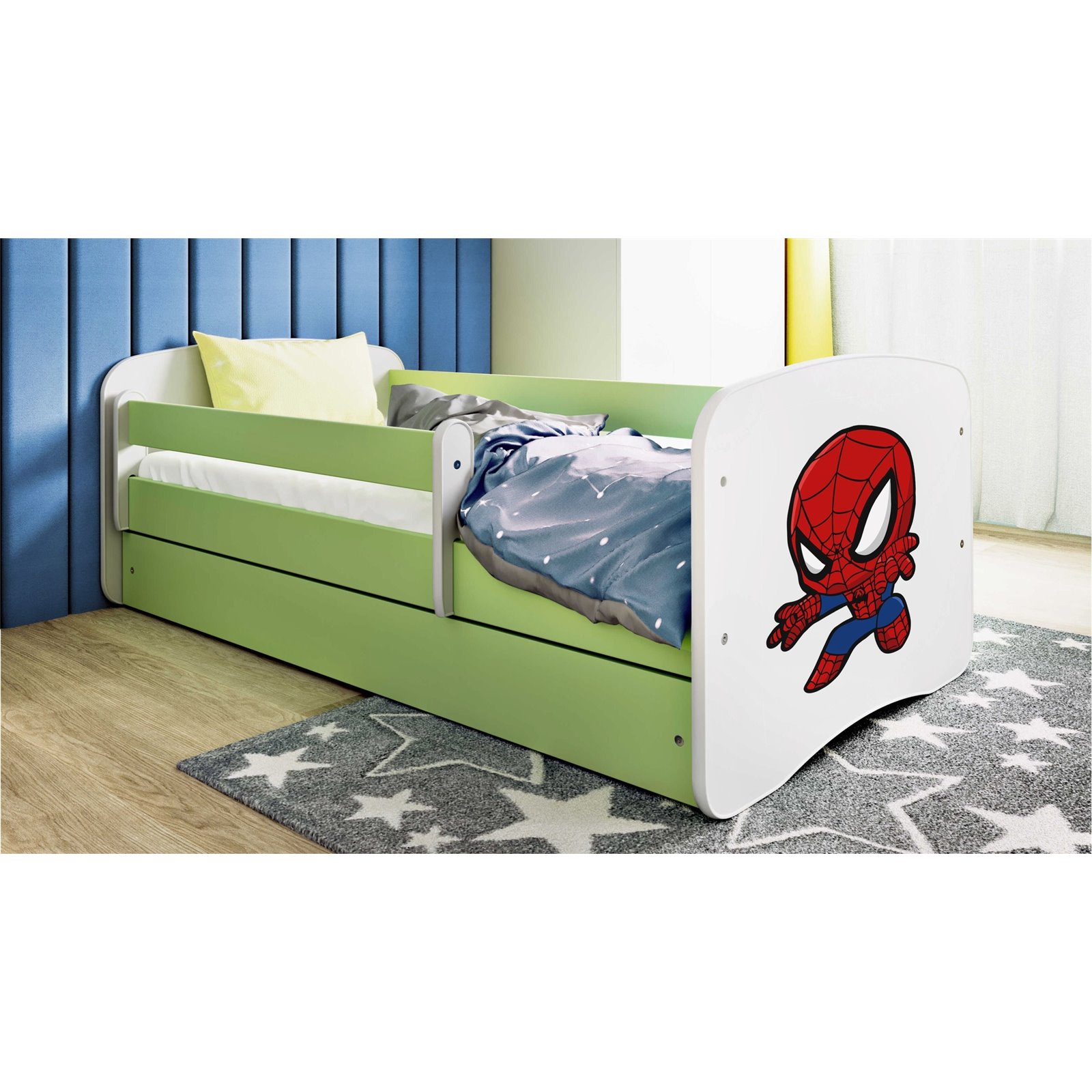 Łóżko dziecięce Babydreams - Spider-man Bez szuflady 180/80, Zielony, bez materaca
