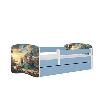 Łóżko dziecięce Babydreams - Statek Bez szuflady 160/80, Niebieski, Materac pianka lateks 160/80/9 - materac średniej twardości 