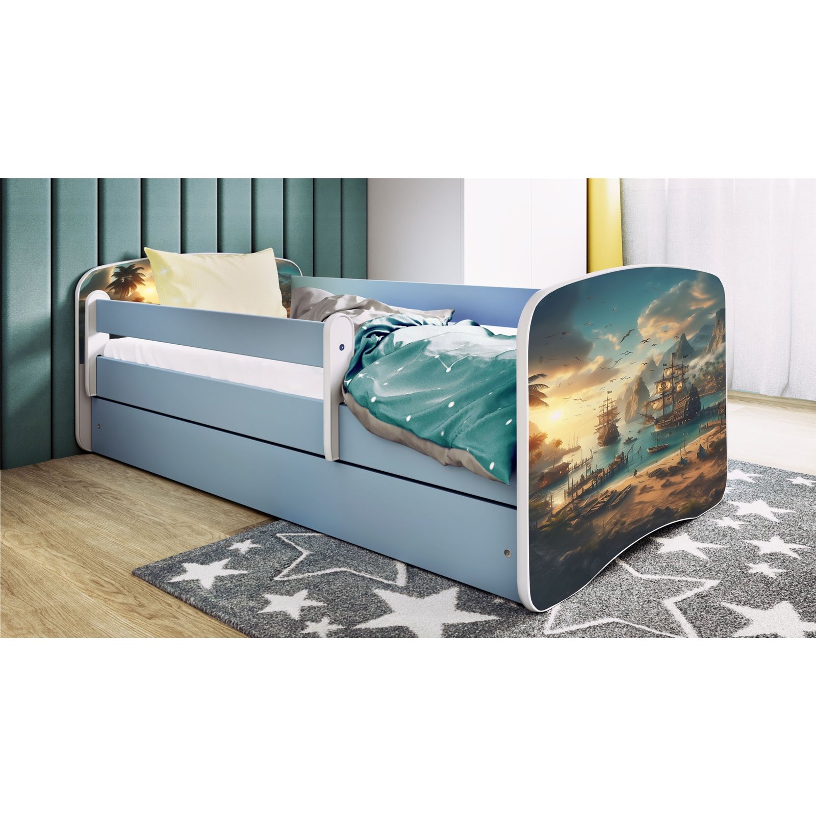 Łóżko dziecięce Babydreams - Statek Bez szuflady 180/80, Niebieski, bez materaca