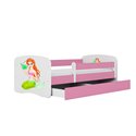 Łóżko dziecięce Babydreams - Syrenka Z szufladą 140/70, Różowy, Materac pianka kokos 140/70/9 - materac średniej twardości (+279
