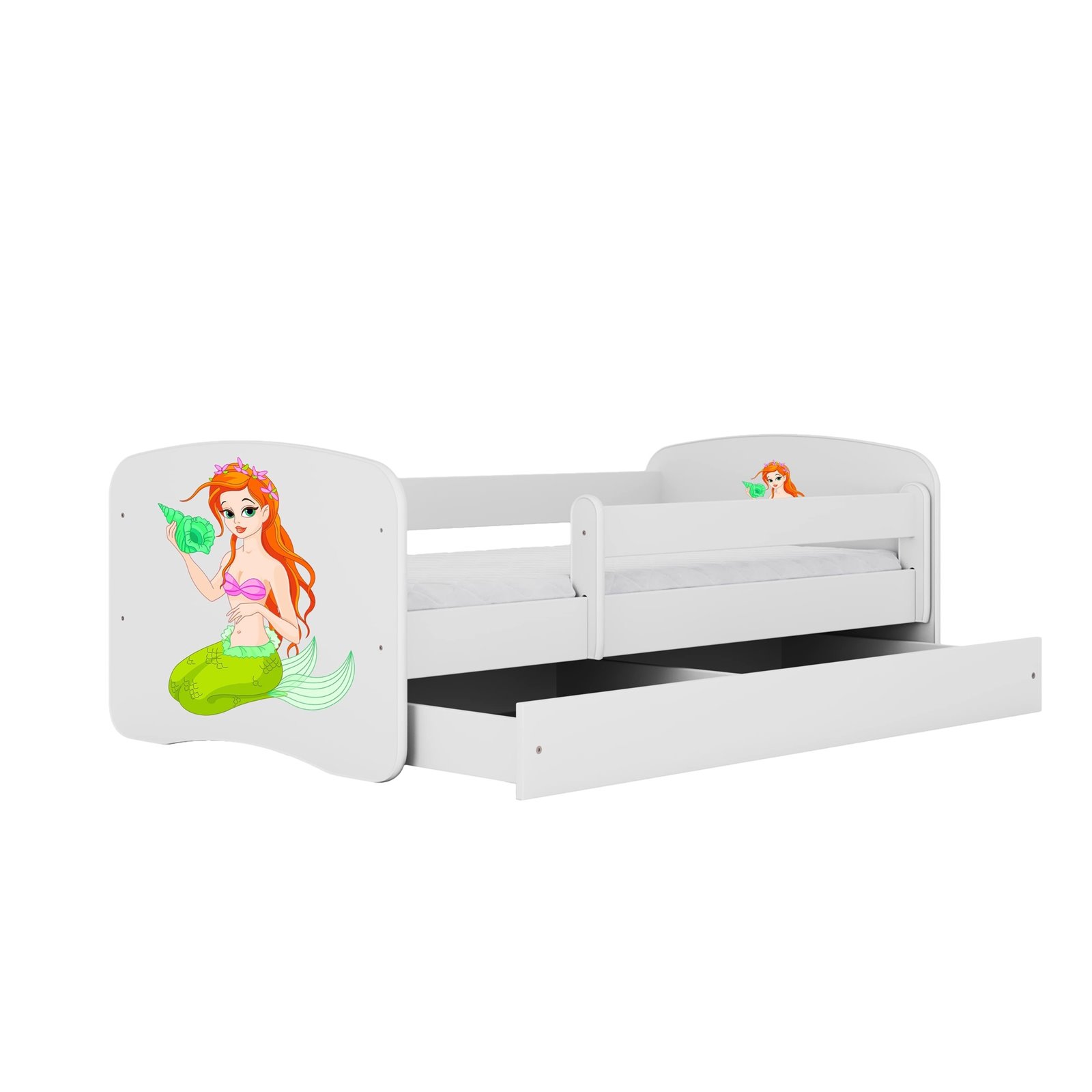 Łóżko dziecięce Babydreams - Syrenka Z szufladą 180/80, Biały, Materac pianka lateks 180/80/10 - materac średniej twardości (+49