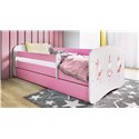 Łóżko dziecięce Babydreams - Tańczące Króliczki Z szufladą 180/80, Różowy, Materac pianka lateks 180/80/10 - materac średniej tw