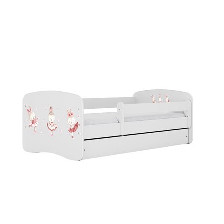 Łóżko dziecięce Babydreams - Tańczące Króliczki Z szufladą 180/80, Biały, bez materaca