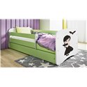 Łóżko dziecięce Babydreams - Wednesday Bez szuflady 140/70, Zielony, Materac piankowy 140/70/8 - materac średniej twardości (+80