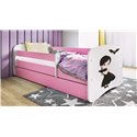 Łóżko dziecięce Babydreams - Wednesday Z szufladą 140/70, Różowy, Materac pianka lateks 140/70/9 - materac średniej twardości (+