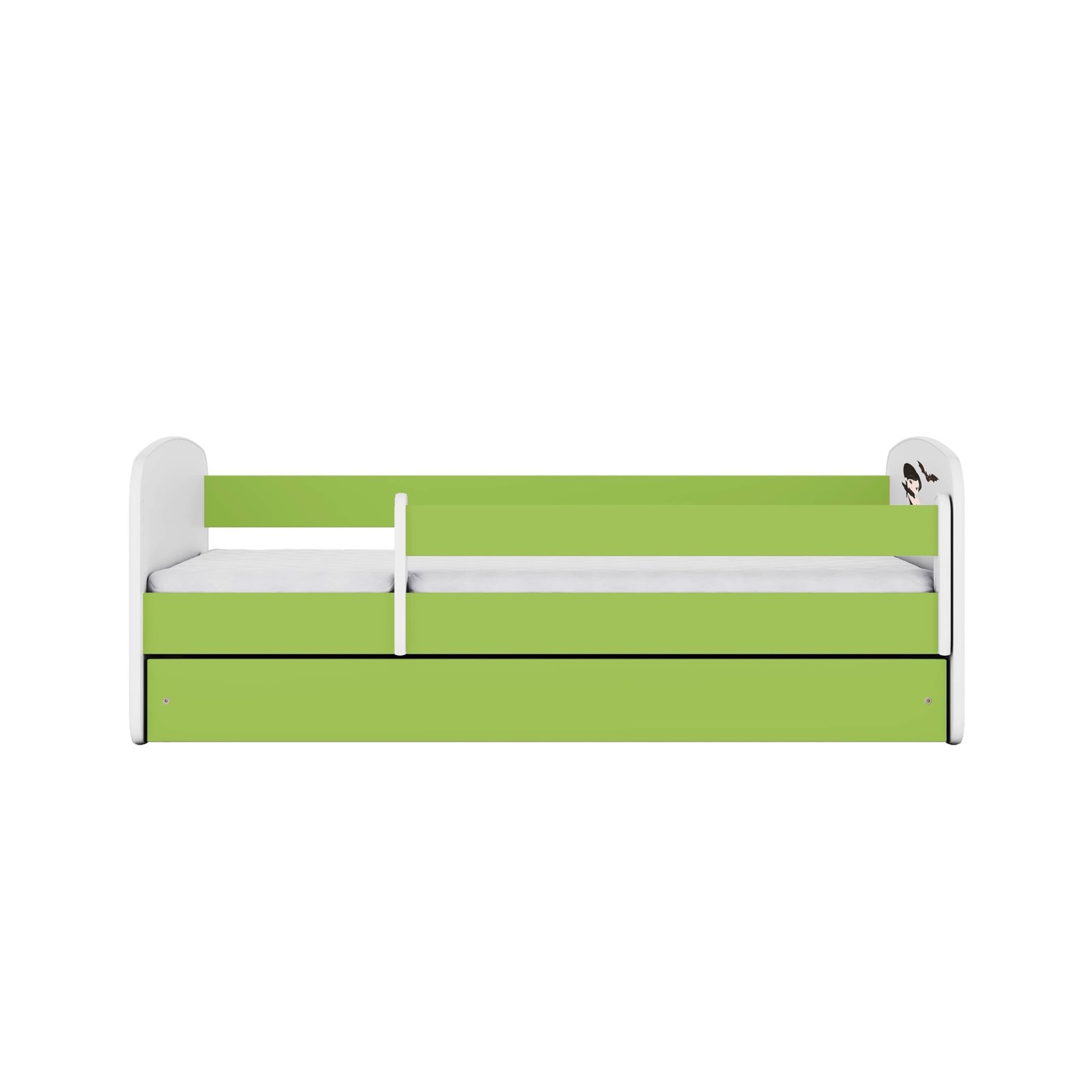 Łóżko dziecięce Babydreams - Wednesday Bez szuflady 140/70, Zielony, Materac pianka lateks 140/70/9 - materac średniej twardości