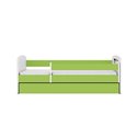 Łóżko dziecięce Babydreams - Wednesday Z szufladą 160/80, Zielony, Materac pianka lateks 160/80/9 - materac średniej twardości (